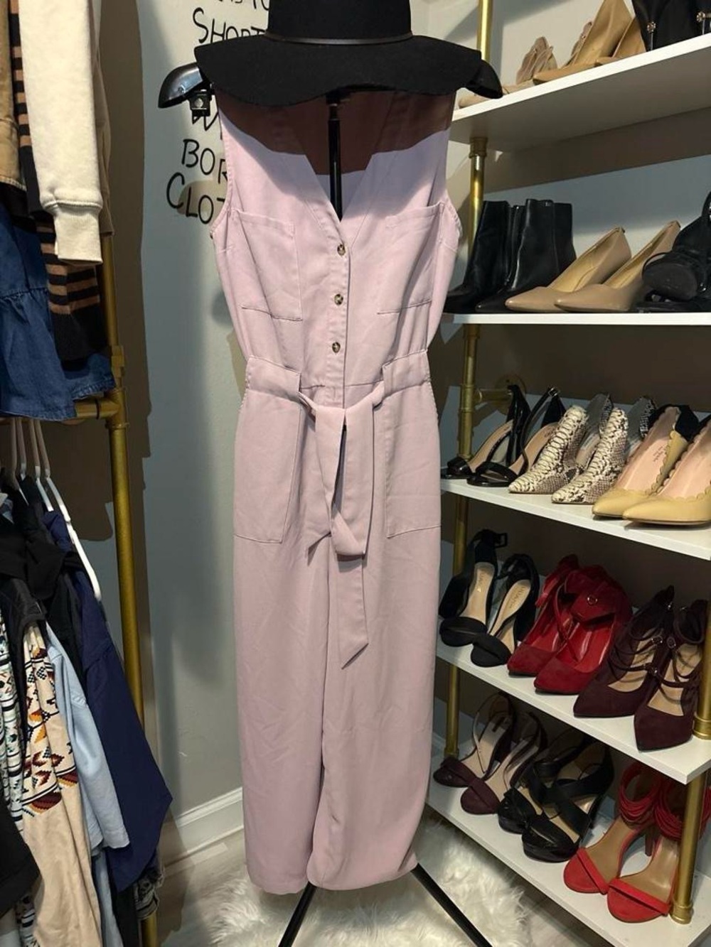 a new day Light Pink Sleeveless Belted Jumpsuit